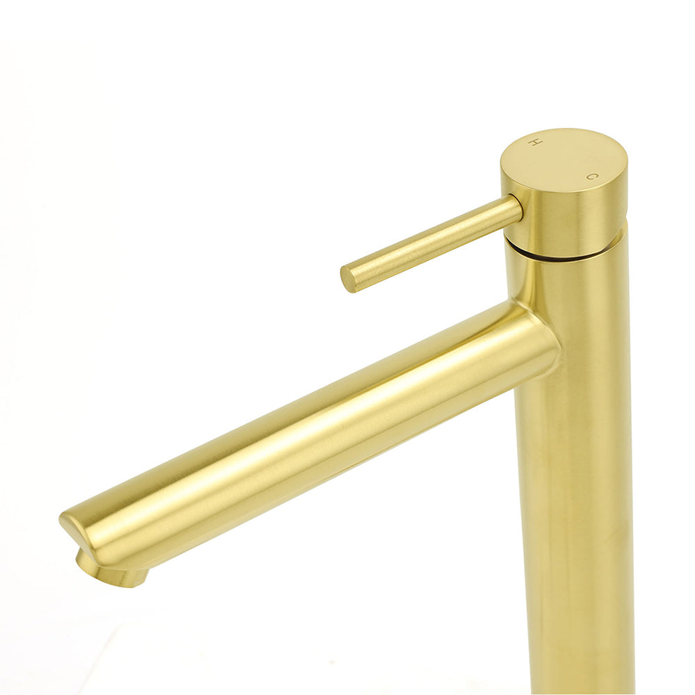 Brushed Gold Round Tall Basin Mixer Tap 304 Stainless Steel image 4
