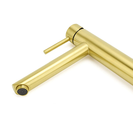 Brushed Gold Round Tall Basin Mixer Tap 304 Stainless Steel image 5