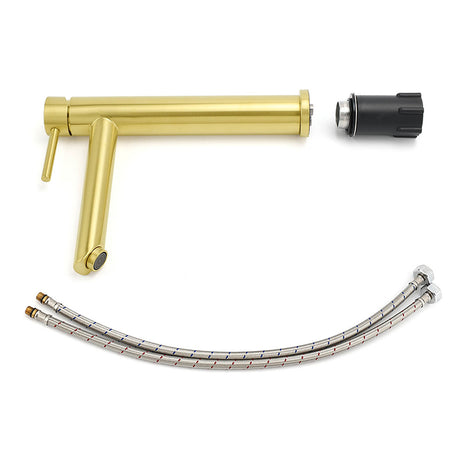 Brushed Gold Round Tall Basin Mixer Tap 304 Stainless Steel image 7