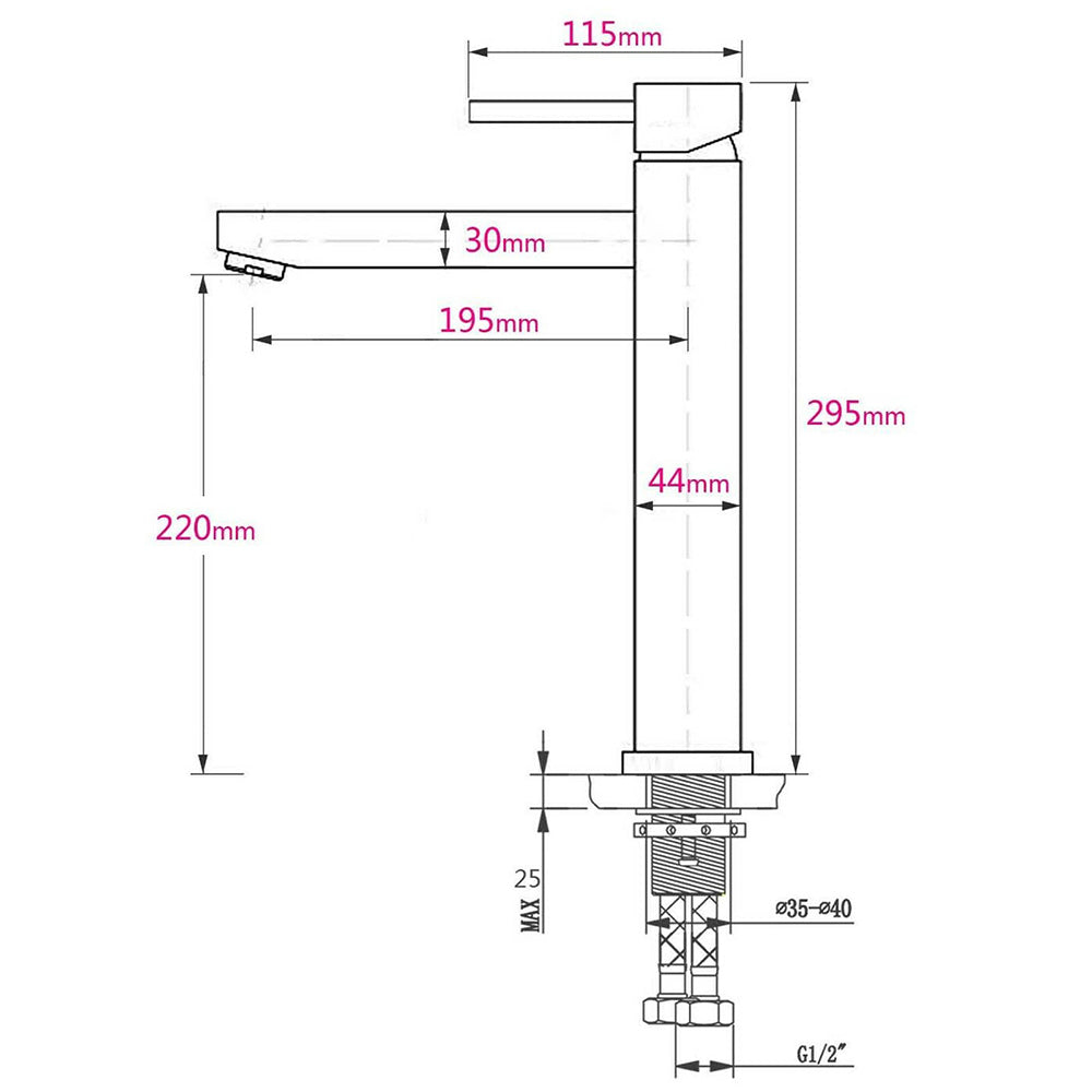Brushed Gold Round Tall Basin Mixer Tap 304 Stainless Steel image 8