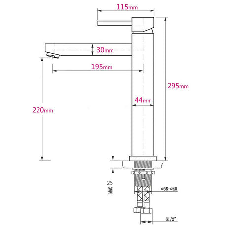 Brushed Gold Round Tall Basin Mixer Tap 304 Stainless Steel image 8