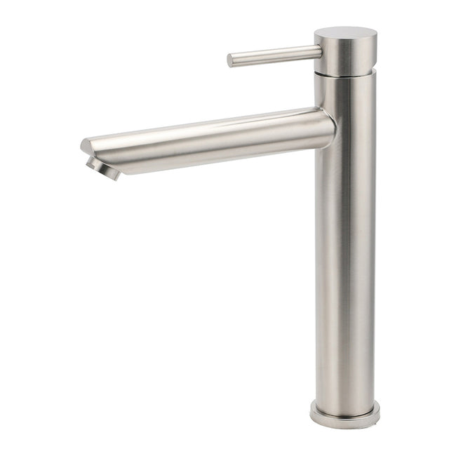 Brushed Nickel Round Basin Mixer Tap