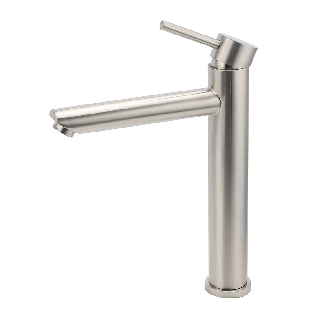 Brushed Nickel Round Basin Mixer Tap