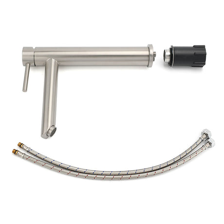 Brushed Nickel Round Basin Mixer Tap