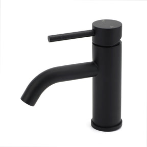 Matt black round basin mixer tap, view 1
