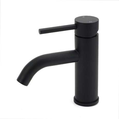 Matt black round basin mixer tap, view 1
