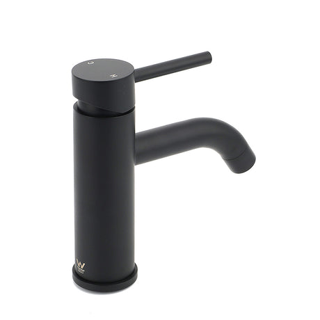 Matt black round basin mixer tap, view 3