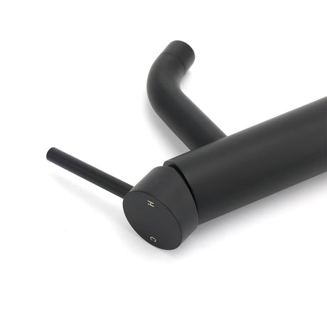 Matt black round basin mixer tap, view 5
