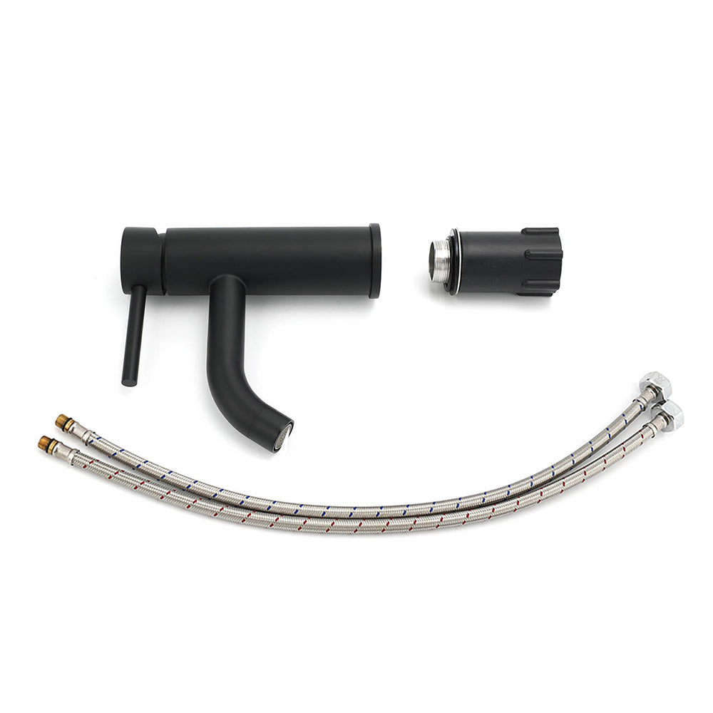 Matt black round basin mixer tap, view 7