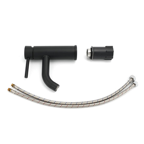 Matt black round basin mixer tap, view 7