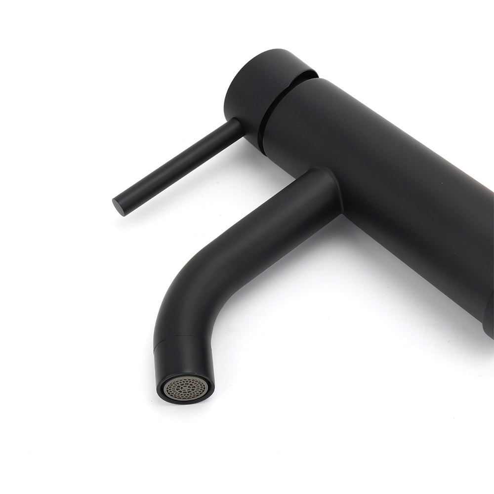 Matt black round basin mixer tap, view 4