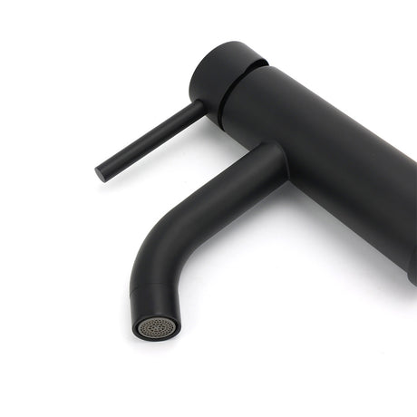 Matt black round basin mixer tap, view 4