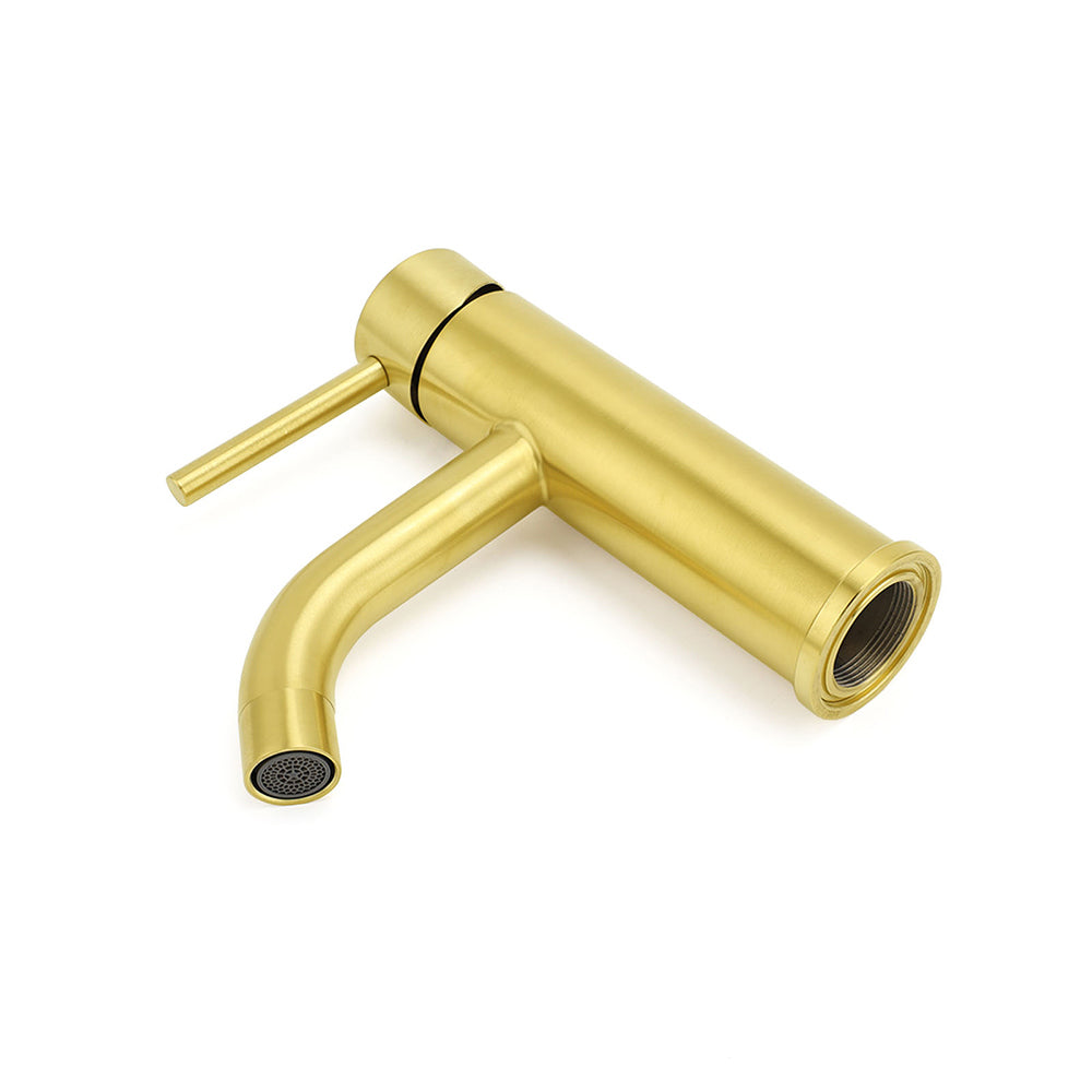 Brushed Gold Round Basin Mixer Tap