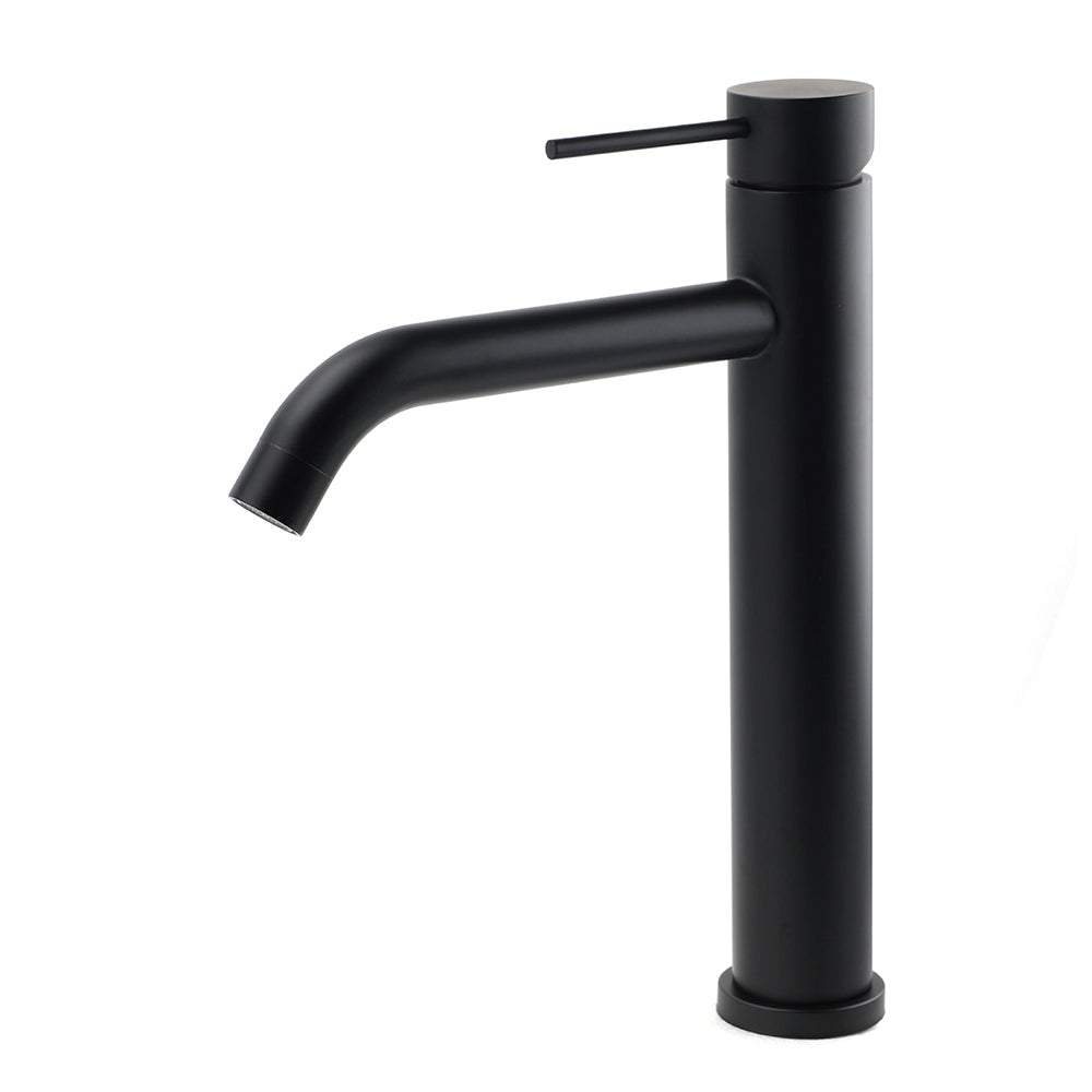 Matt Black Tall Curved Basin Mixer Tap