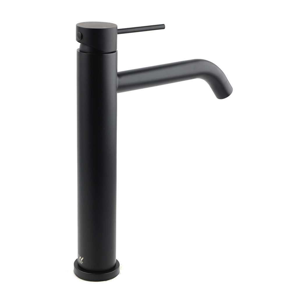 Matt Black Tall Curved Basin Mixer Tap