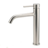 Brushed Nickel Tall Curved Basin Mixer Tap