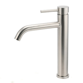Brushed Nickel Tall Curved Basin Mixer Tap