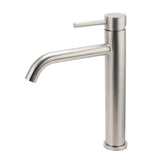 Brushed Nickel Tall Curved Basin Mixer Tap