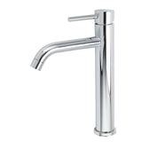 Polished chrome tall curved spout basin mixer tap, view 1