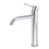 Polished chrome tall curved spout basin mixer tap, view 2