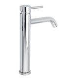 Polished chrome tall curved spout basin mixer tap, view 3