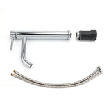 Polished chrome tall curved spout basin mixer tap, view 7
