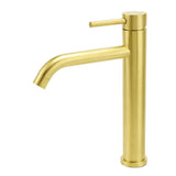 Brushed Gold Round Tall Basin Mixer Tap image 1