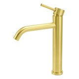 Brushed Gold Round Tall Basin Mixer Tap image 2