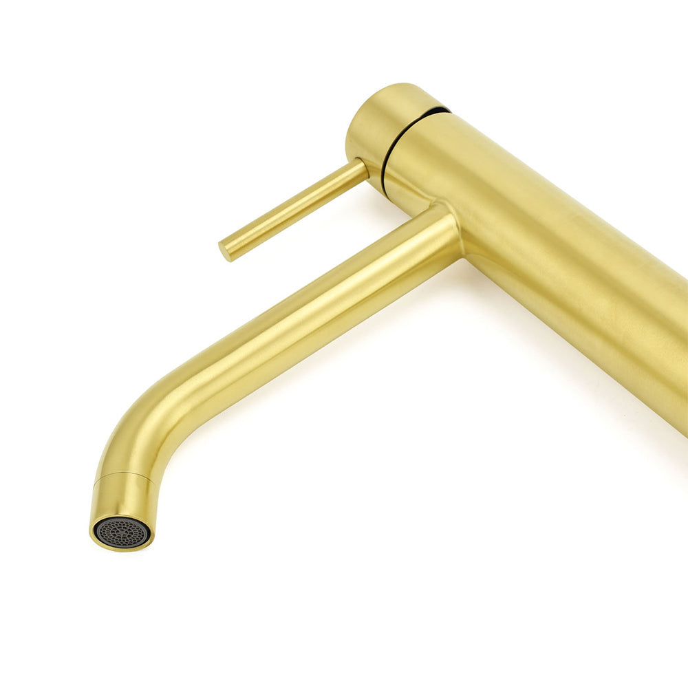 Brushed Gold Round Tall Basin Mixer Tap image 4