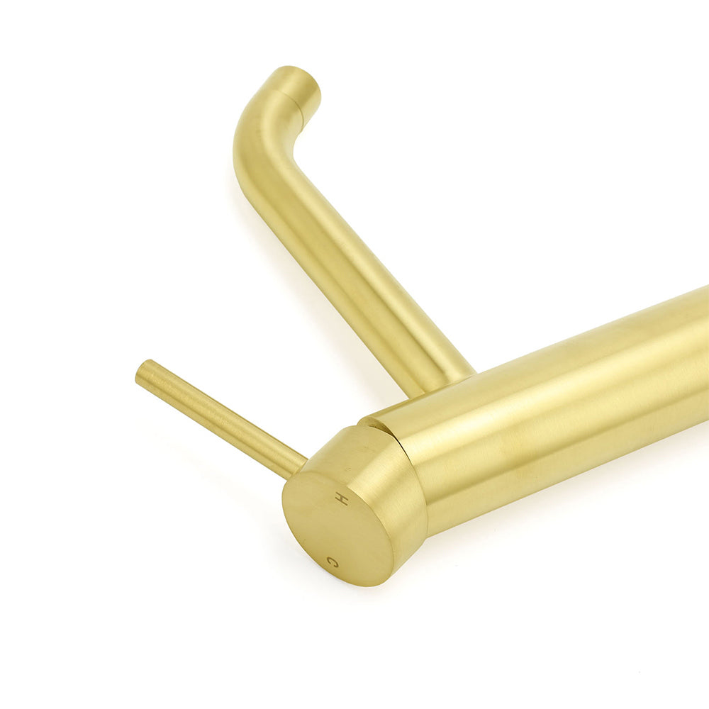 Brushed Gold Round Tall Basin Mixer Tap image 5