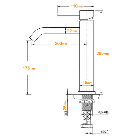 Tall Basin Mixer Tap, Gunmetal Grey