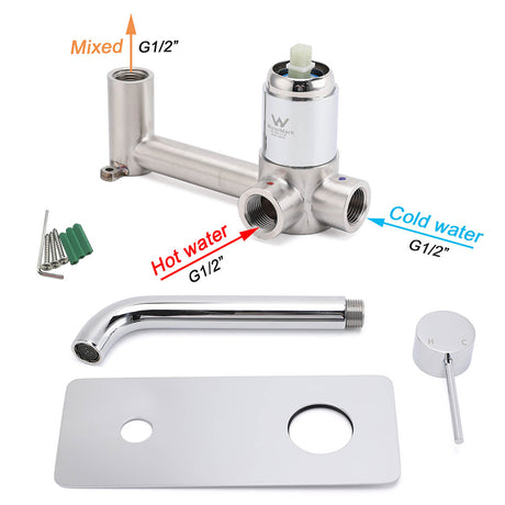 Round Wall Mounted Basin Mixer Tap, Chrome