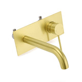 Round Wall Mounted Basin Mixer Tap, Brushed Gold