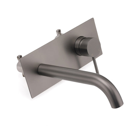 Wall Mounted Basin Mixer Tap, Round, Gun Metal