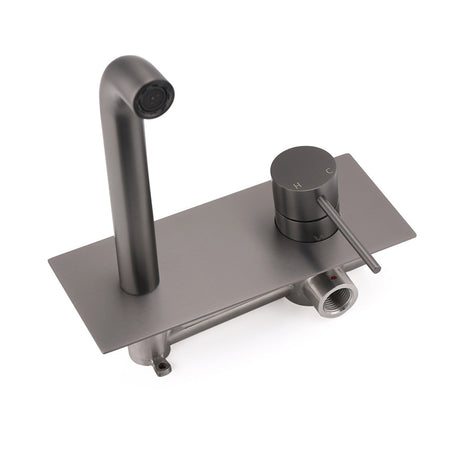 Wall Mounted Basin Mixer Tap, Round, Gun Metal