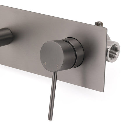 Wall Mounted Basin Mixer Tap, Round, Gun Metal