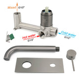 Wall Mounted Basin Mixer Tap, Round, Gun Metal