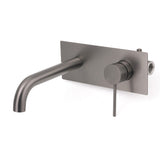 Wall Mounted Basin Mixer Tap, Round, Gun Metal