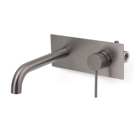 Wall Mounted Basin Mixer Tap, Round, Gun Metal