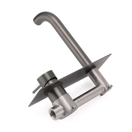 Wall Mounted Basin Mixer Tap, Round, Gun Metal