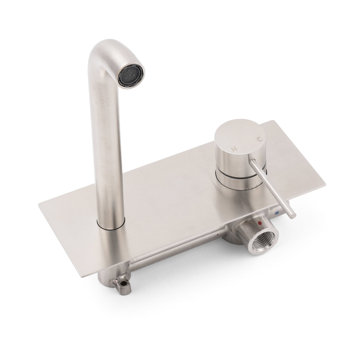 Round Wall Mounted Basin and Bath Mixer Tap, Brushed Nickel