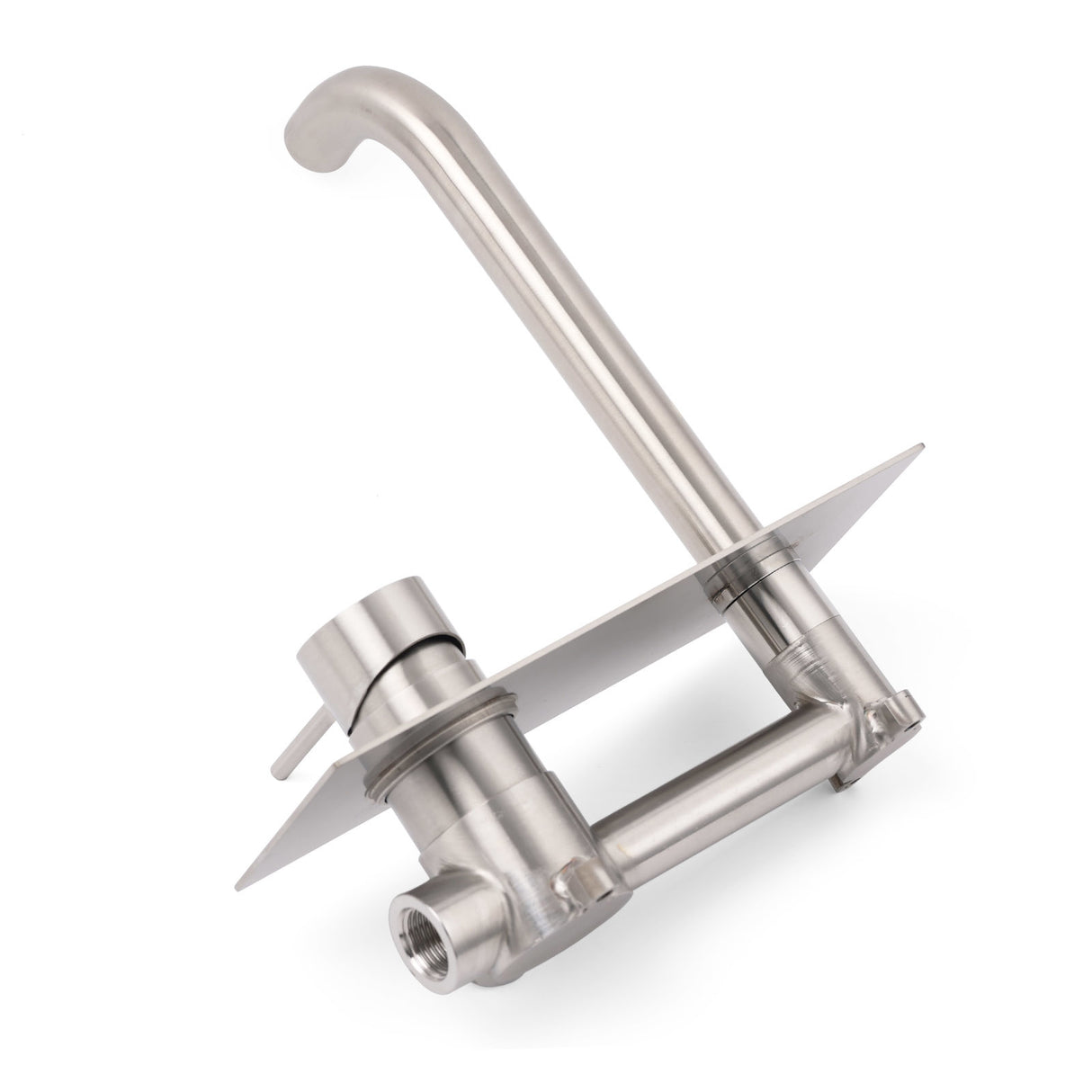 Round Wall Mounted Basin and Bath Mixer Tap, Brushed Nickel