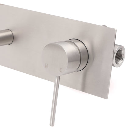 Round Wall Mounted Basin and Bath Mixer Tap, Brushed Nickel