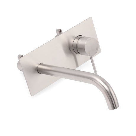 Round Wall Mounted Basin and Bath Mixer Tap, Brushed Nickel