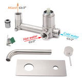 Round Wall Mounted Basin and Bath Mixer Tap, Brushed Nickel