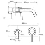 Round Wall Mounted Basin and Bath Mixer Tap, Brushed Nickel