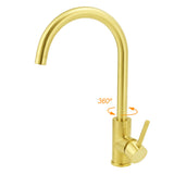 Brushed Gold Round Kitchen Mixer Tap image 2