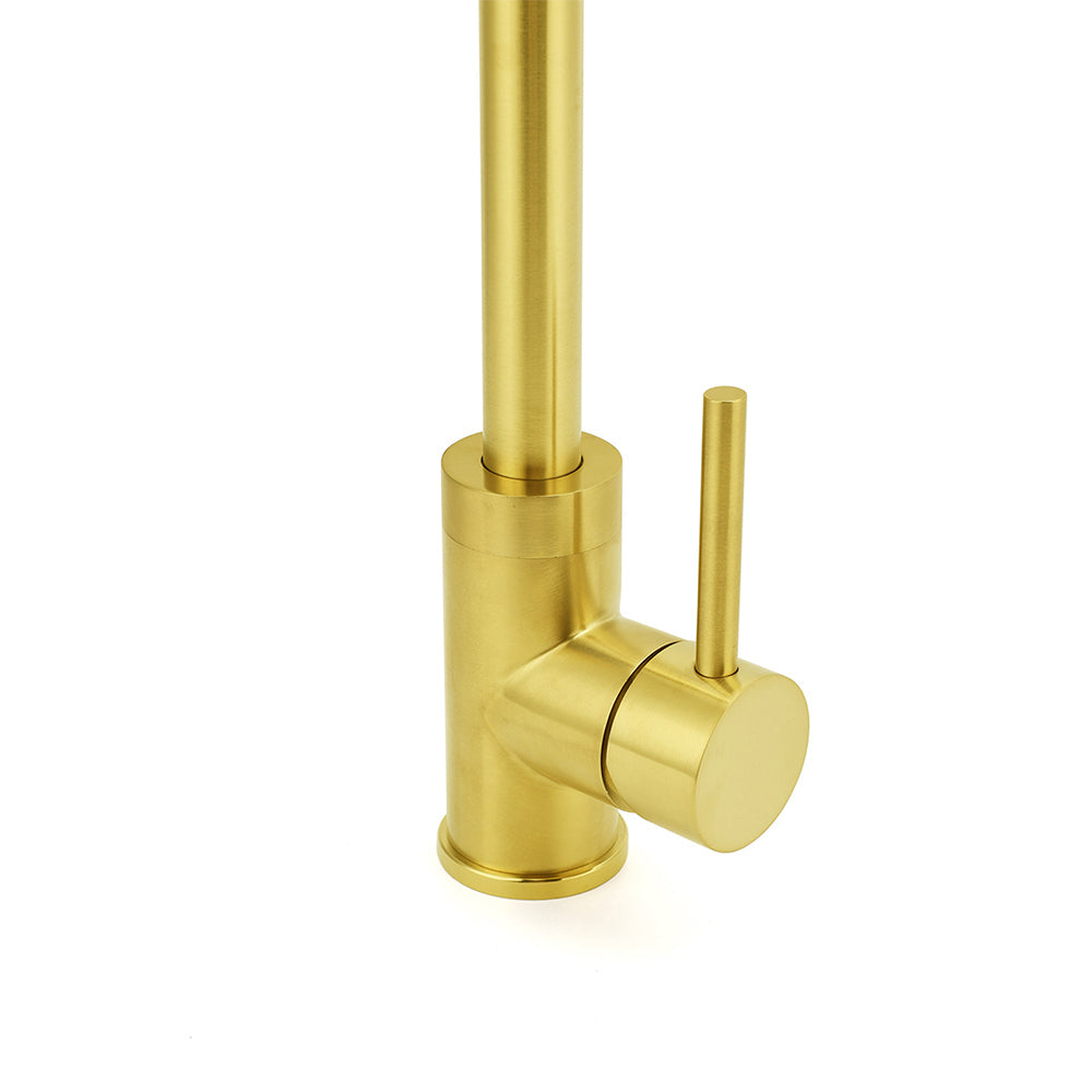 Brushed Gold Round Kitchen Mixer Tap image 4