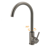 Gun Metal Round Kitchen Sink Mixer Tap with 360 Degree Swivel Spout