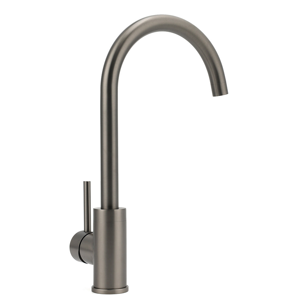 Gun Metal Round Kitchen Sink Mixer Tap with 360 Degree Swivel Spout